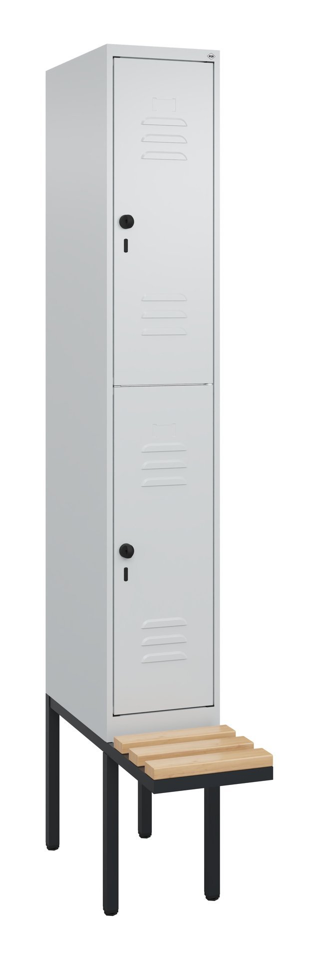 C+P Doppelstock-Spind Classic PLUS, Bank, 2 Fächer, 2120x300x815mm, 7035/7035 Produktbild img2 L
