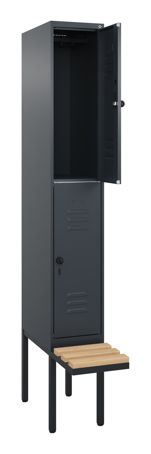 C+P Doppelstock-Spind Classic PLUS, Bank, 2 Fächer, 2120x300x815mm, 7016/7016 Produktbild img1 L