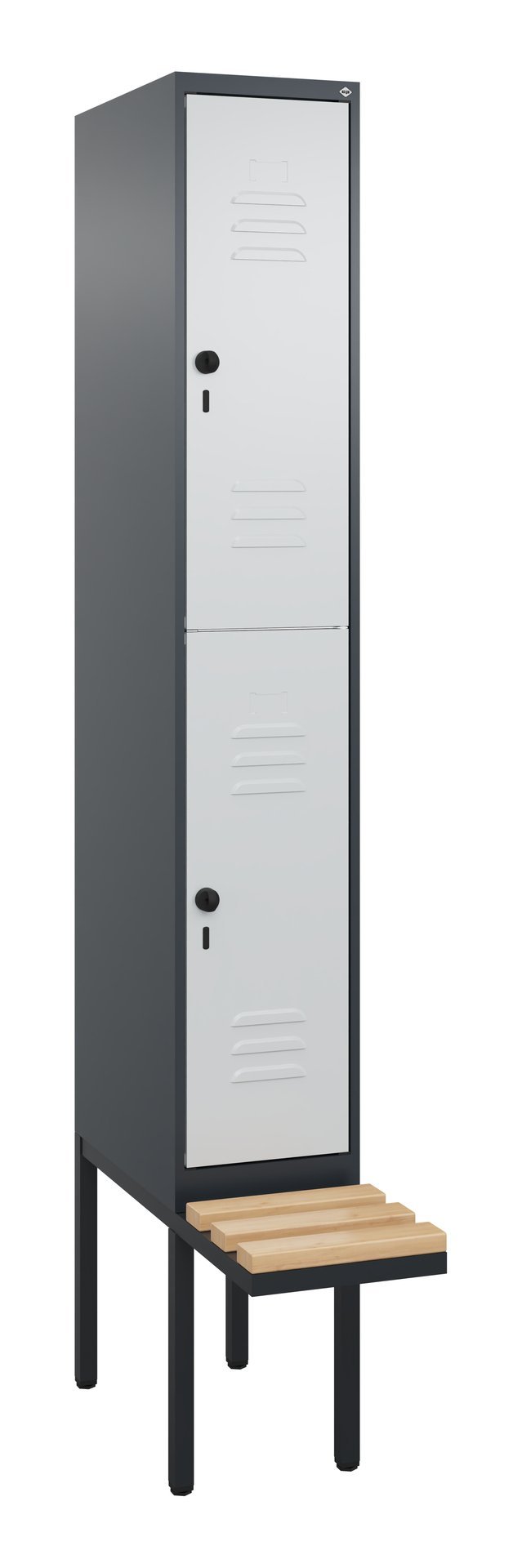 C+P Doppelstock-Spind Classic PLUS, Bank, 2 Fächer, 2120x300x815mm, 7016/7035 Produktbild img2 L