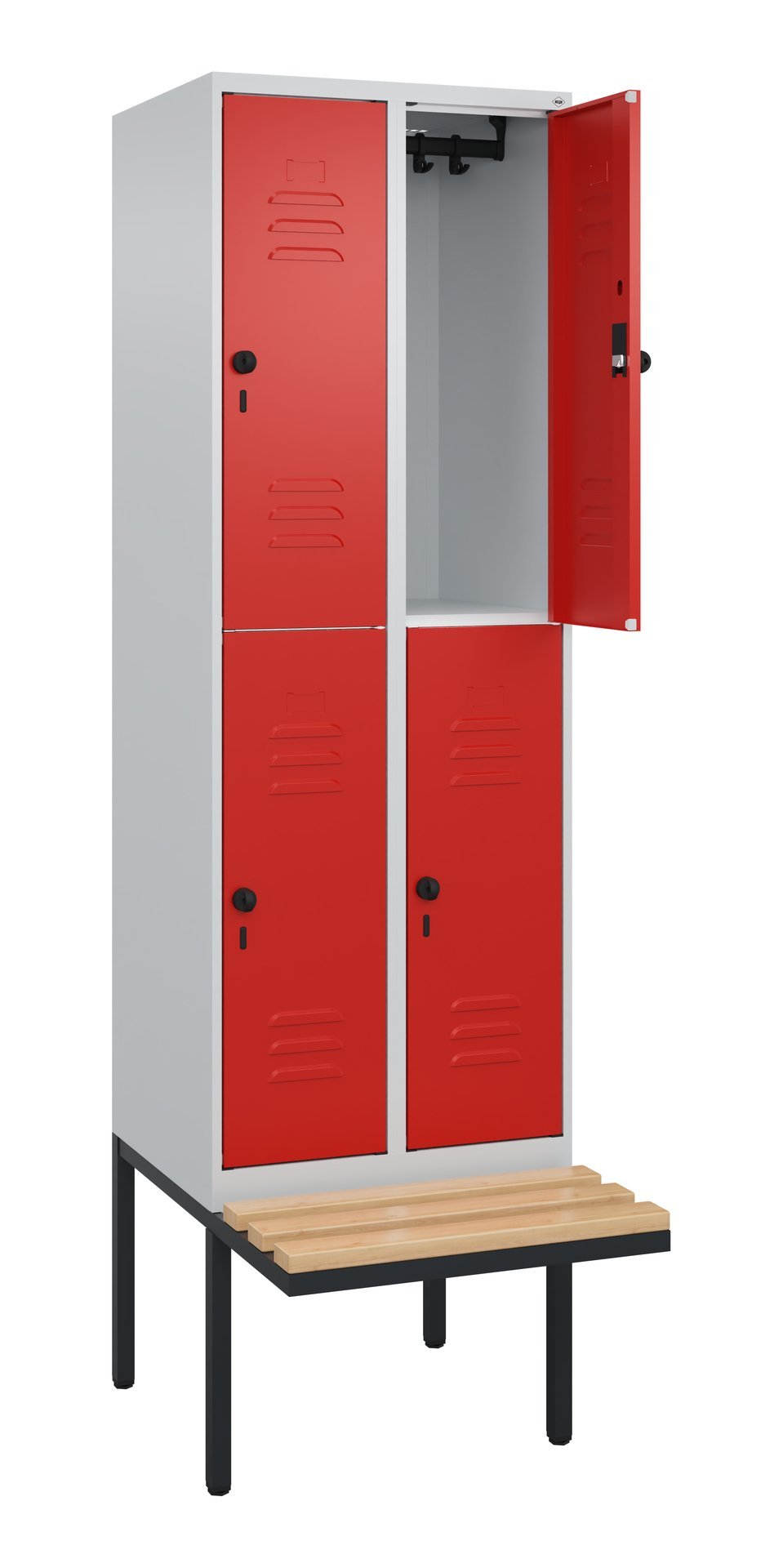 C+P Doppelstock-Spind Classic PLUS, Bank, 4 Fächer, 2120x600x815mm, 7035/3020 Produktbild img1 L