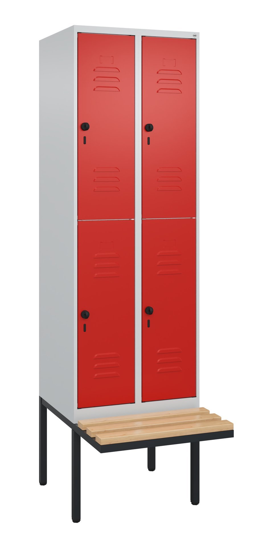 C+P Doppelstock-Spind Classic PLUS, Bank, 4 Fächer, 2120x600x815mm, 7035/3020 Produktbild img2 L