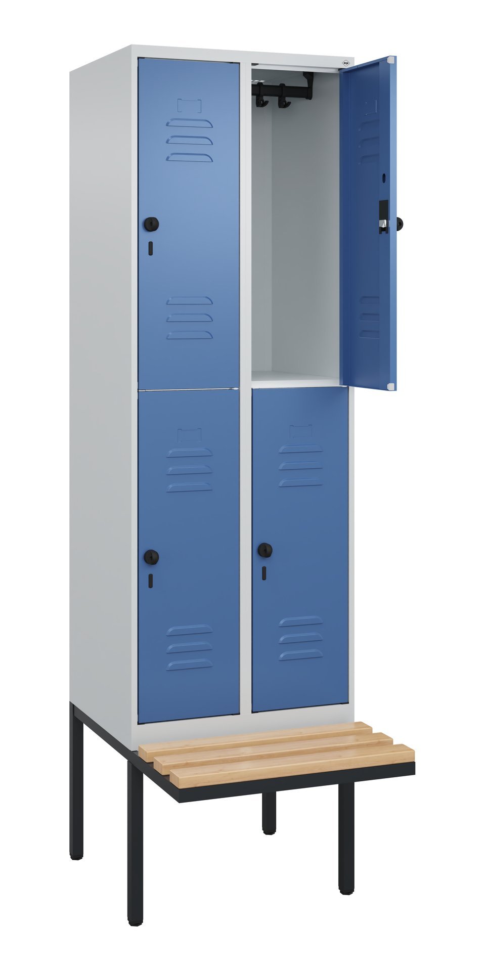 C+P Doppelstock-Spind Classic PLUS, Bank, 4 Fächer, 2120x600x815mm, 7035/5023 Produktbild img1 L