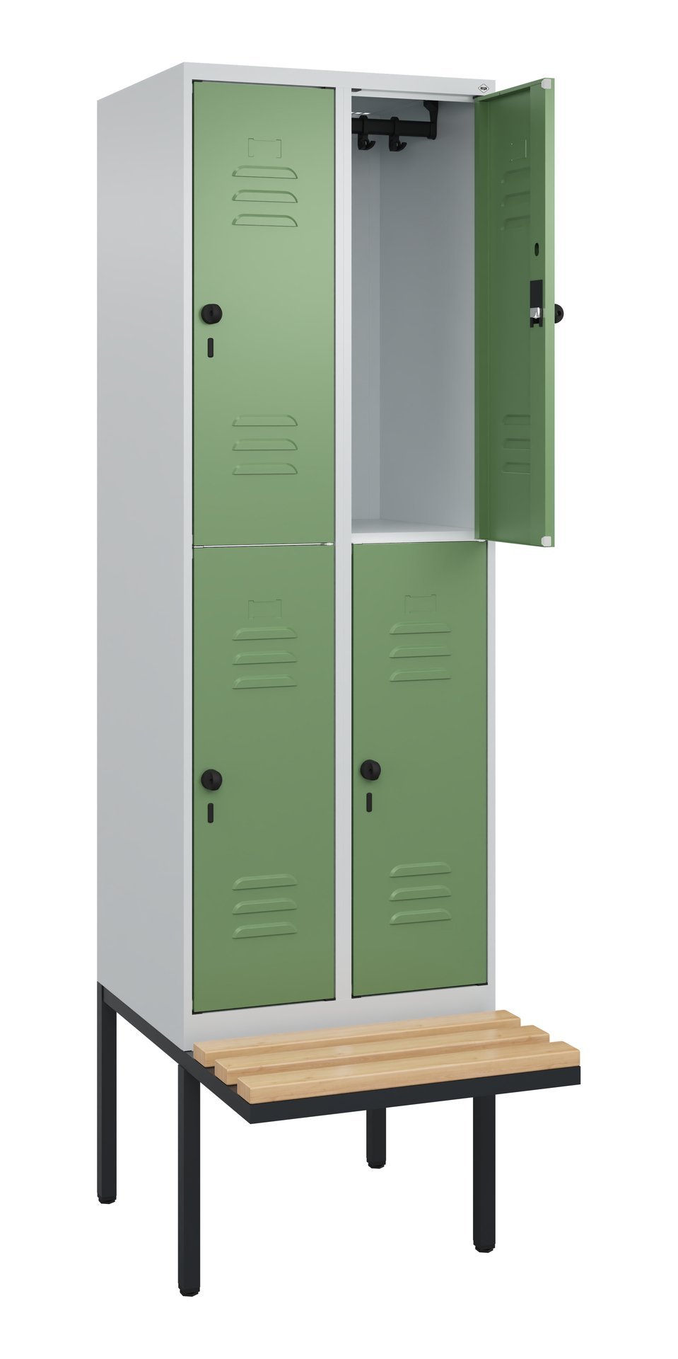 C+P Doppelstock-Spind Classic PLUS, Bank, 4 Fächer, 2120x600x815mm, 7035/6011 Produktbild img1 L