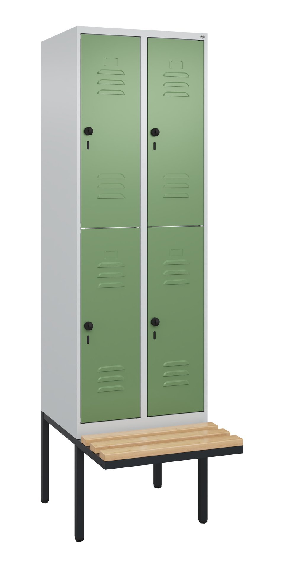 C+P Doppelstock-Spind Classic PLUS, Bank, 4 Fächer, 2120x600x815mm, 7035/6011 Produktbild img2 L