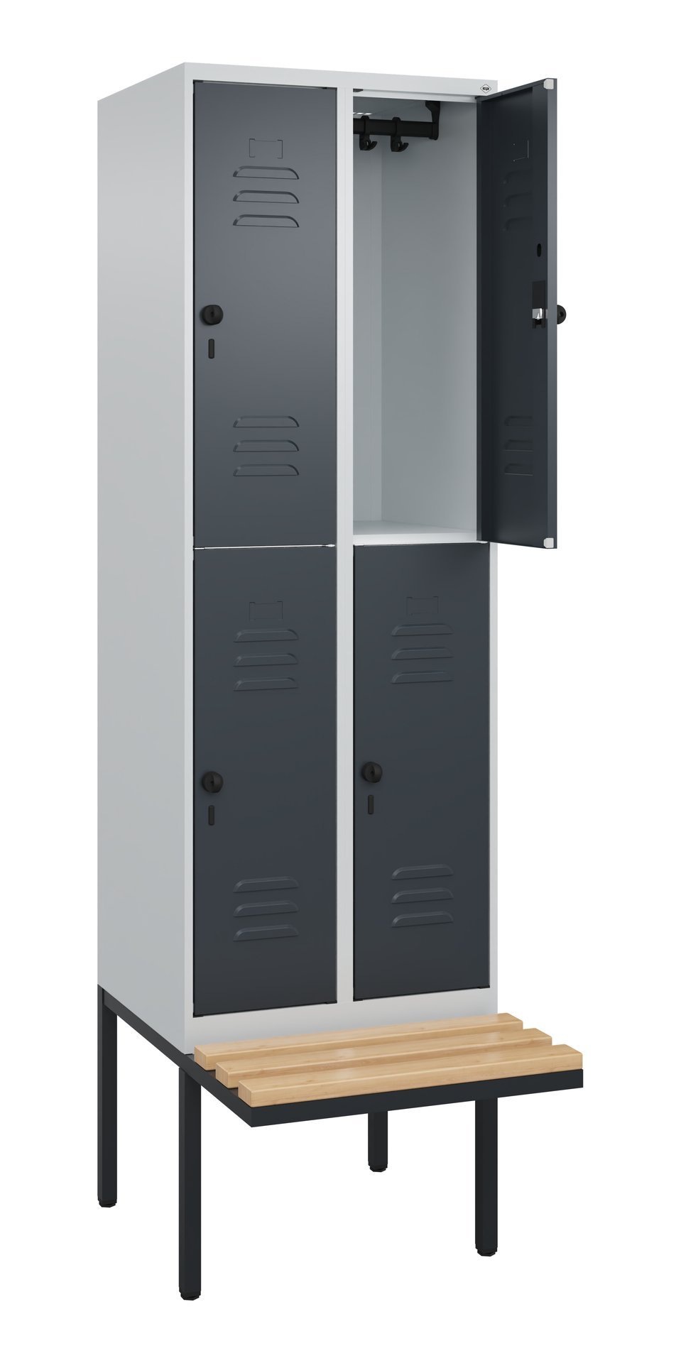 C+P Doppelstock-Spind Classic PLUS, Bank, 4 Fächer, 2120x600x815mm, 7035/7016 Produktbild img1 L