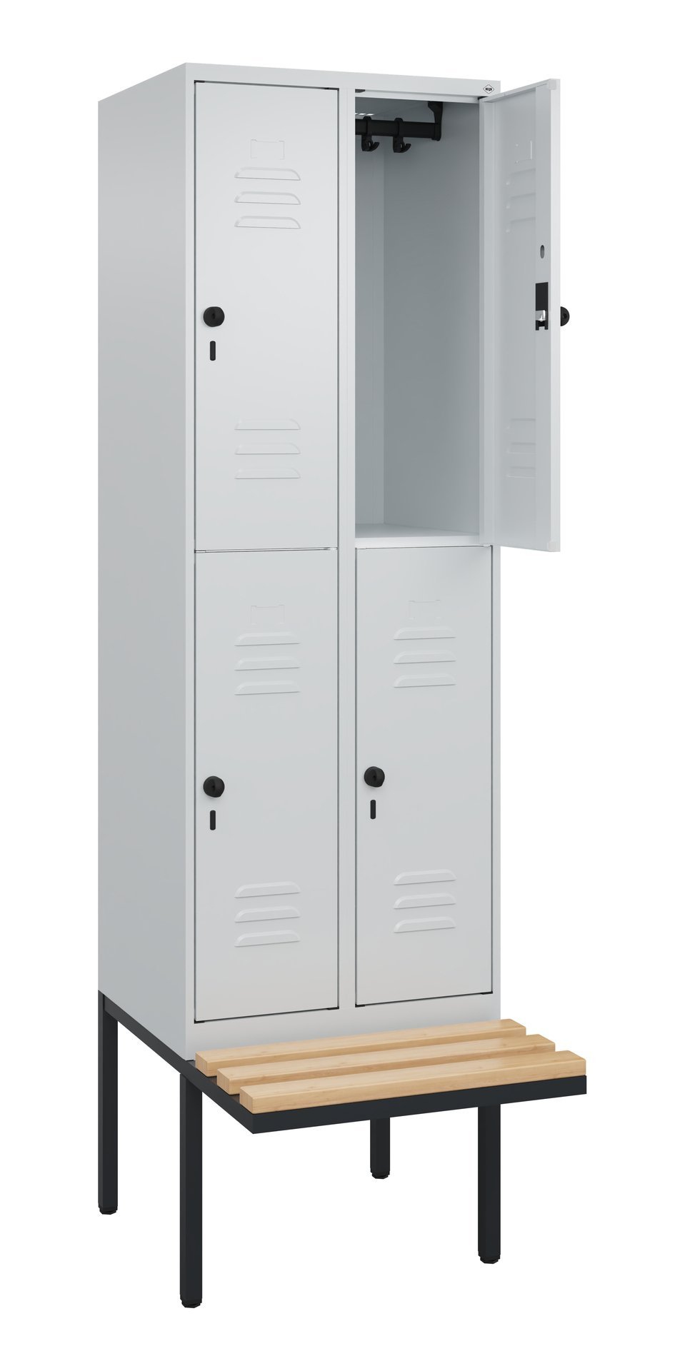 C+P Doppelstock-Spind Classic PLUS, Bank, 4 Fächer, 2120x600x815mm, 7035/7035 Produktbild img1 L