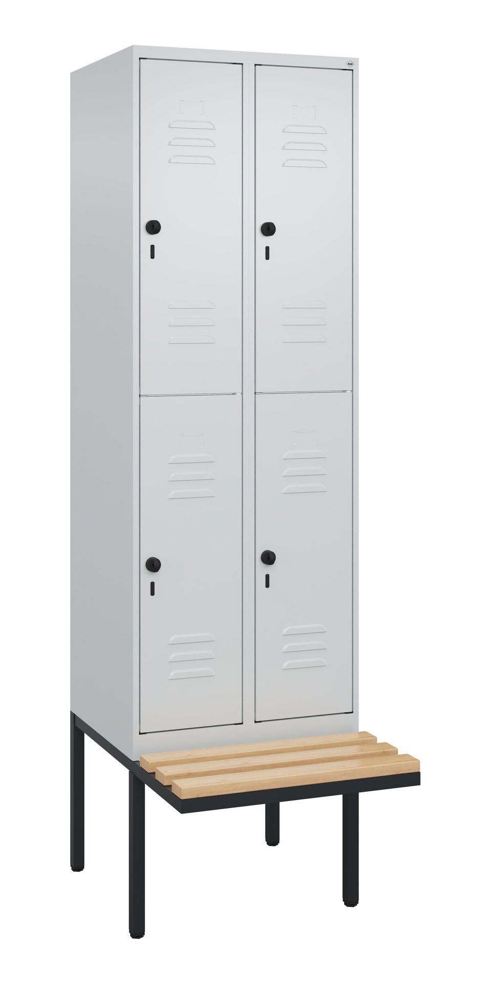 C+P Doppelstock-Spind Classic PLUS, Bank, 4 Fächer, 2120x600x815mm, 7035/7035 Produktbild img2 L
