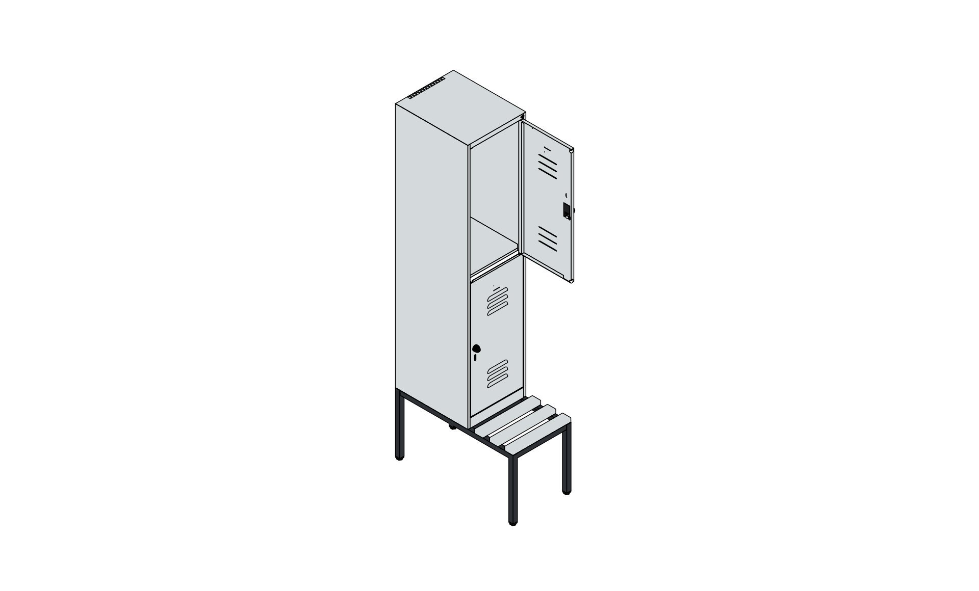 C+P Doppelstock-Spind Classic PLUS, Bank, 2 Fächer, 2120x400x815mm, 7035/0024 Produktbild img5 L