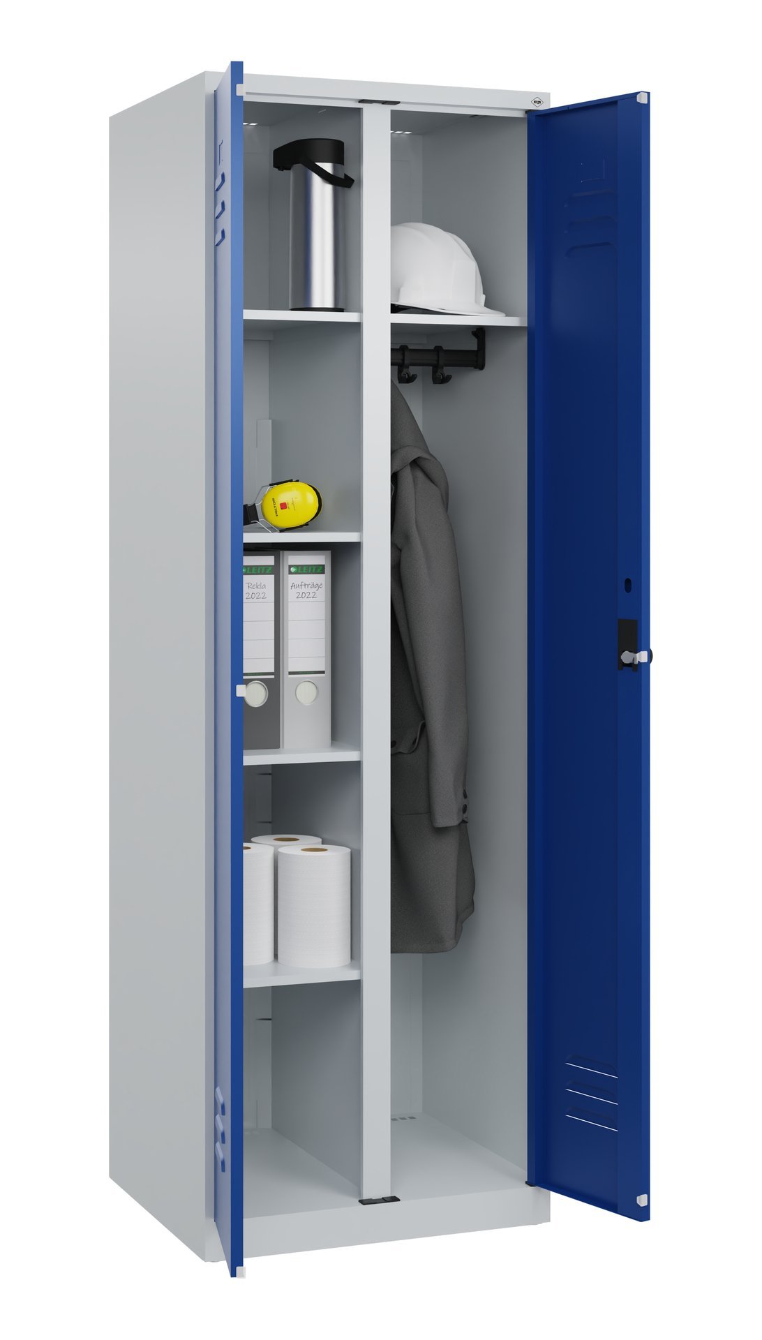 C+P Wäsche-/Garderobenspind Classic PLUS, 2 Abteile, 1850x600x500mm, 7035/5010 Produktbild img1 L
