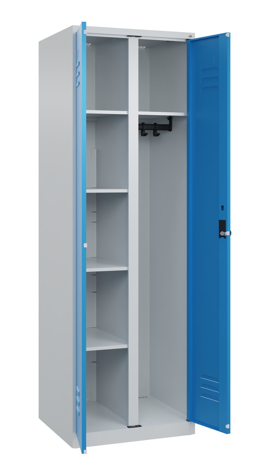 C+P Wäsche-/Garderobenspind Classic PLUS, 2 Abteile, 1850x600x500mm, 7035/5012 Produktbild img1 L