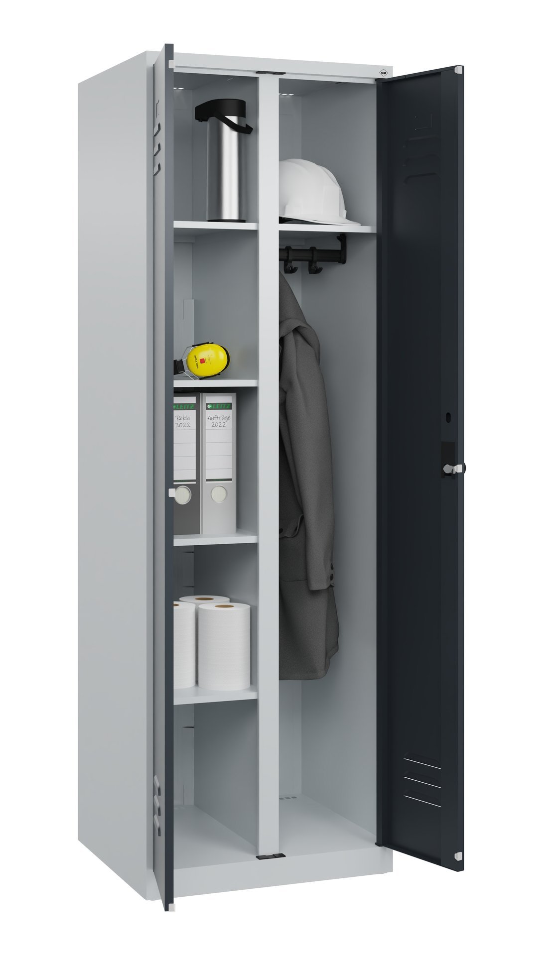 C+P Wäsche-/Garderobenspind Classic PLUS, 2 Abteile, 1850x600x500mm, 7035/7016 Produktbild img1 L