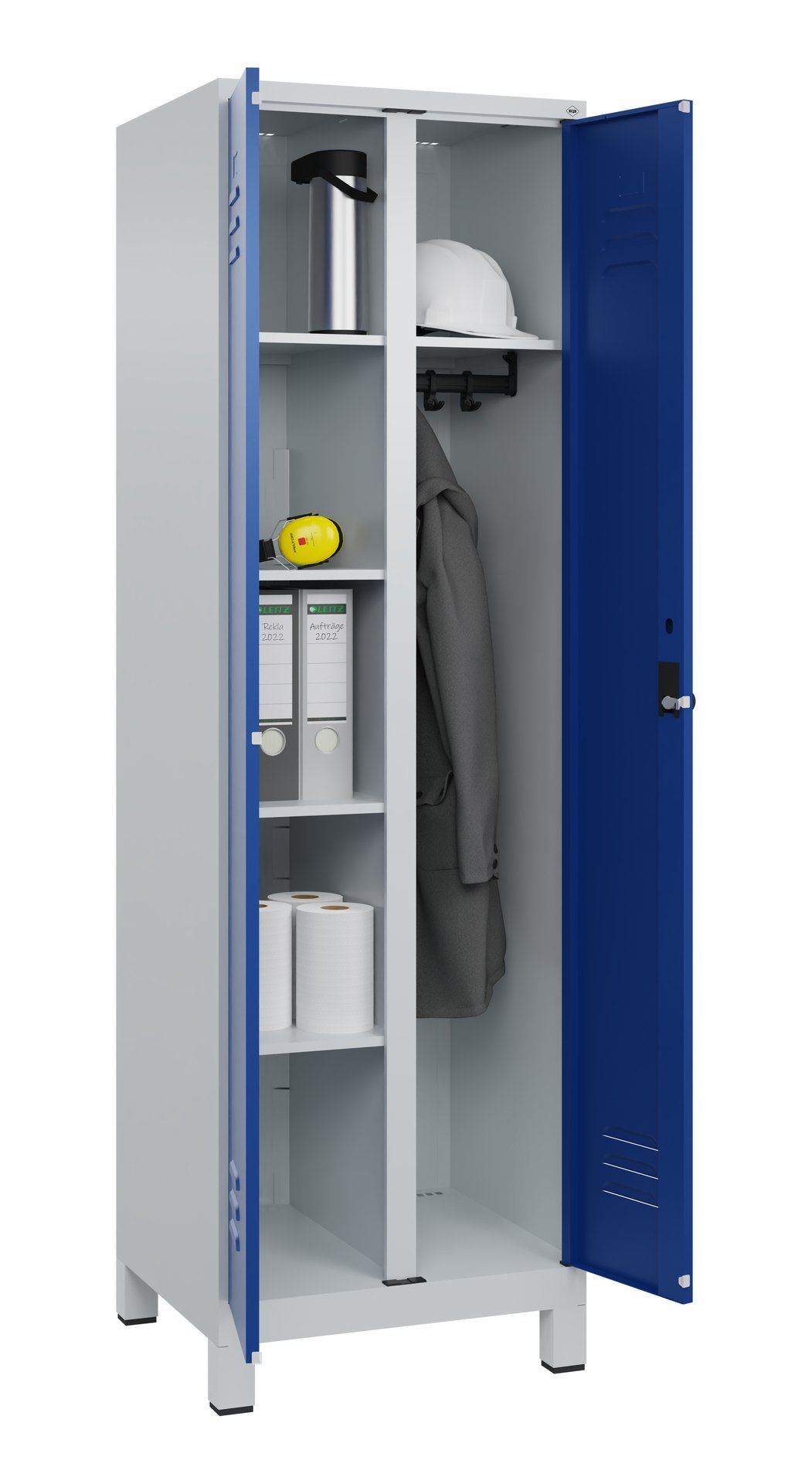 C+P Wäsche-/Kombispind Classic PLUS, Füße, 2 Abteile, 1950x600x500mm, 7035/5010 Produktbild img1 L