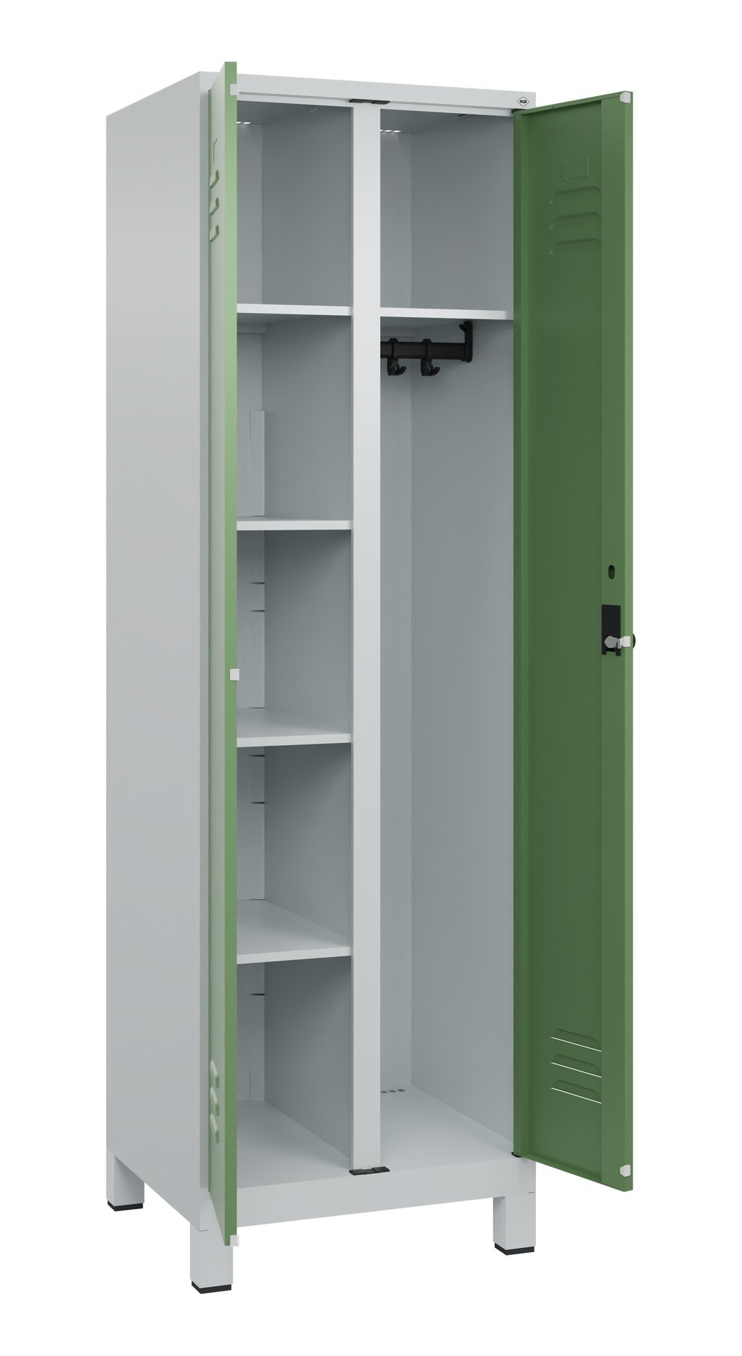 C+P Wäsche-/Kombispind Classic PLUS, Füße, 2 Abteile, 1950x600x500mm, 7035/6011 Produktbild img1 L