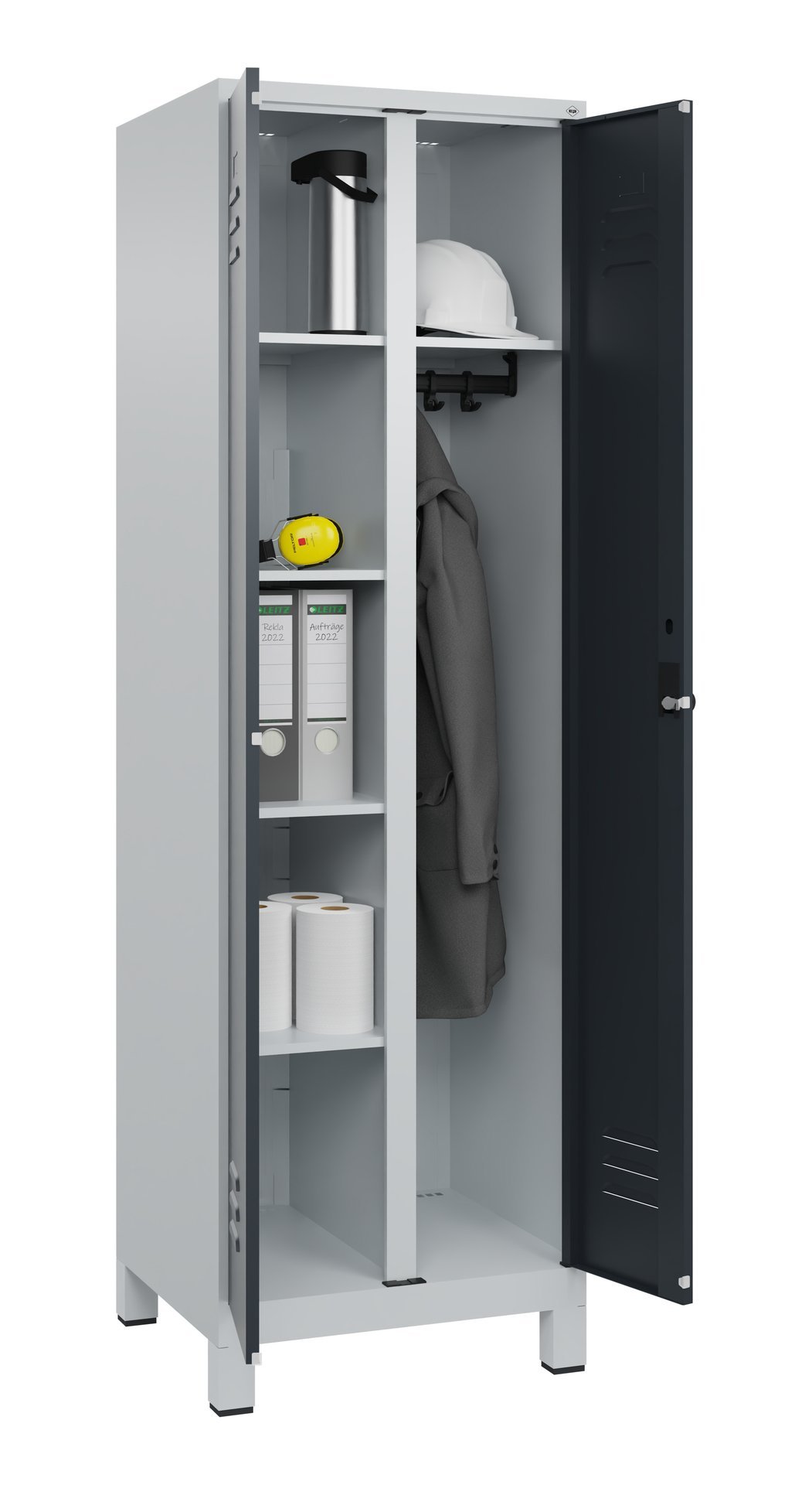 C+P Wäsche-/Kombispind Classic PLUS, Füße, 2 Abteile, 1950x600x500mm, 7035/7016 Produktbild img1 L