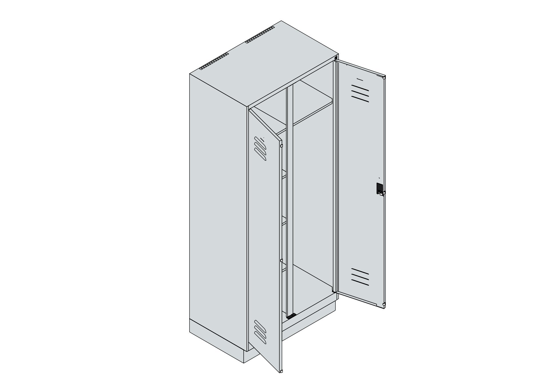 C+P Wäsche-/Kombispind Classic PLUS, Sockel, 2 Abteile, 1950x800x500mm, 7035/002 Produktbild img5 L