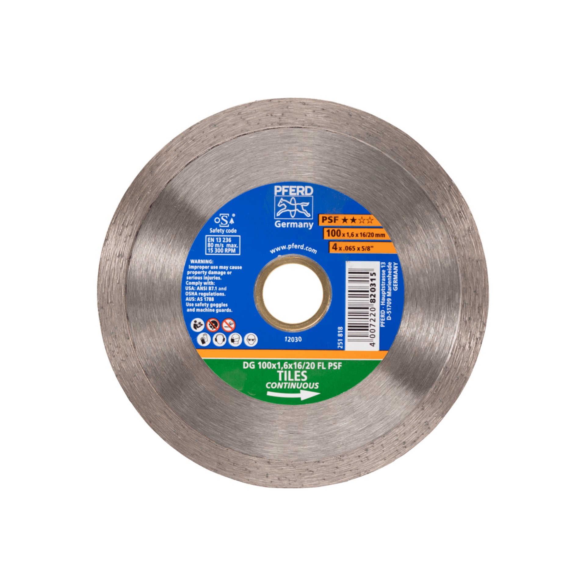 PFERD TOOLS Diamant-Trennscheibe DG FL 100x1,6x16/20 mm PSF z. Trennen v. Fliesen, hohe Schnittqualität Produktbild img1 L