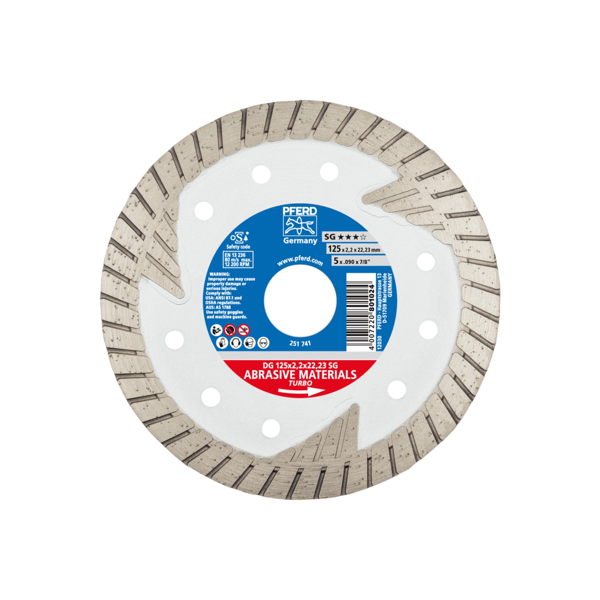 PFERD TOOLS Diamant-Trennscheibe DG 125x2,2x22,23 mm SG z. Trennen v. Stein/Beton,hohe Schnittqualität Produktbild img1 L