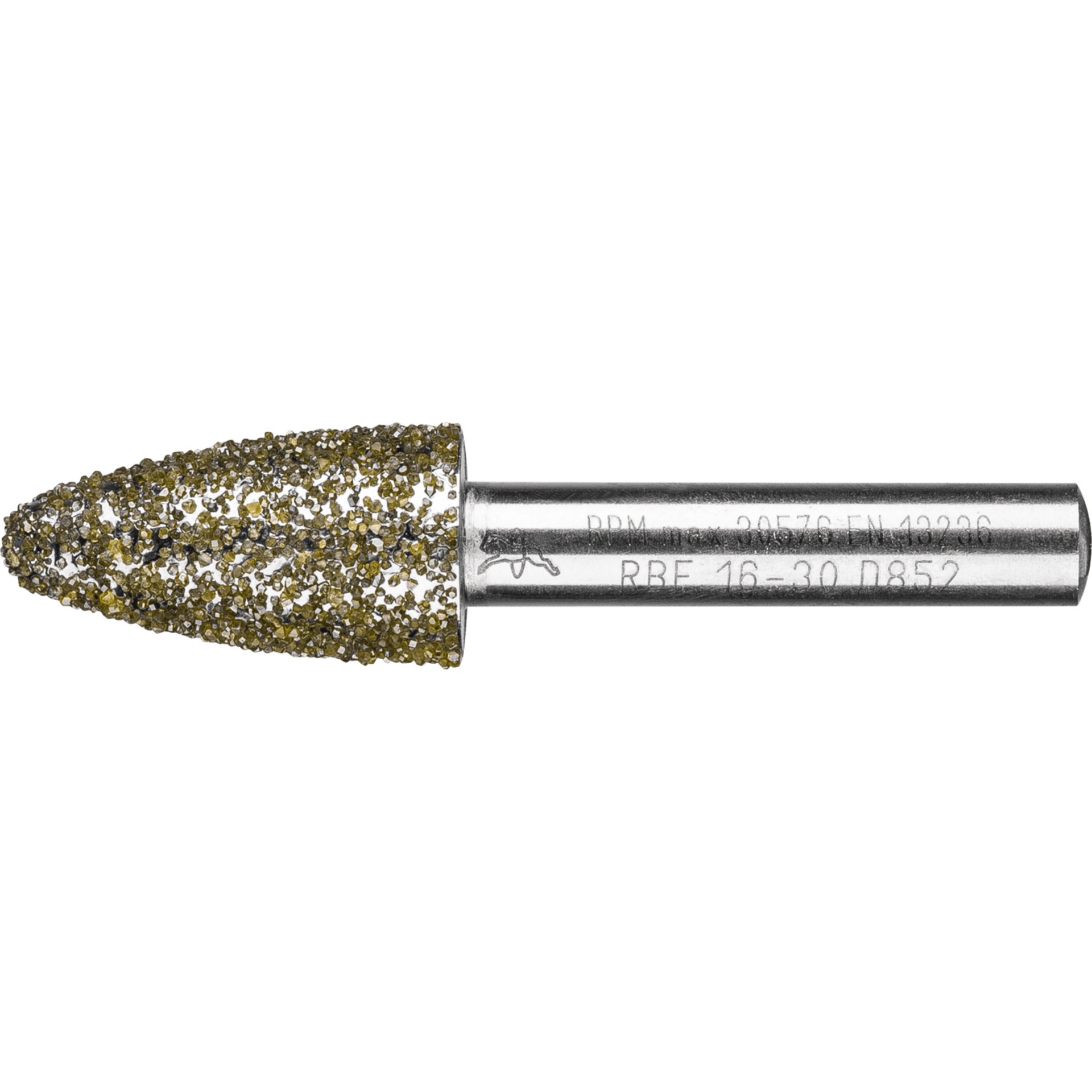 PFERD TOOLS Diamant-Schleifstift Rundbogen Ø16,0mm Schaft-Ø8 mm D852 (sehr grob) zum Schleifen von Grau-und Sphäroguss Produktbild img1 L