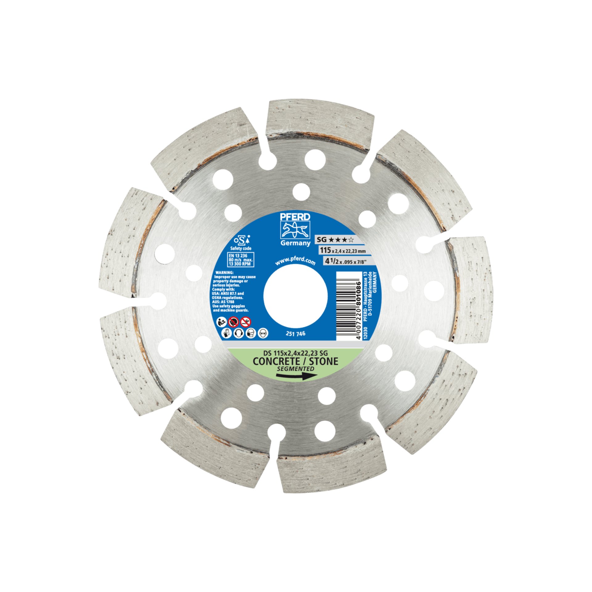 PFERD TOOLS Diamant-Trennscheiben für die Bauindustrie, Ausführung segmentiert SG Produktbild img1 L