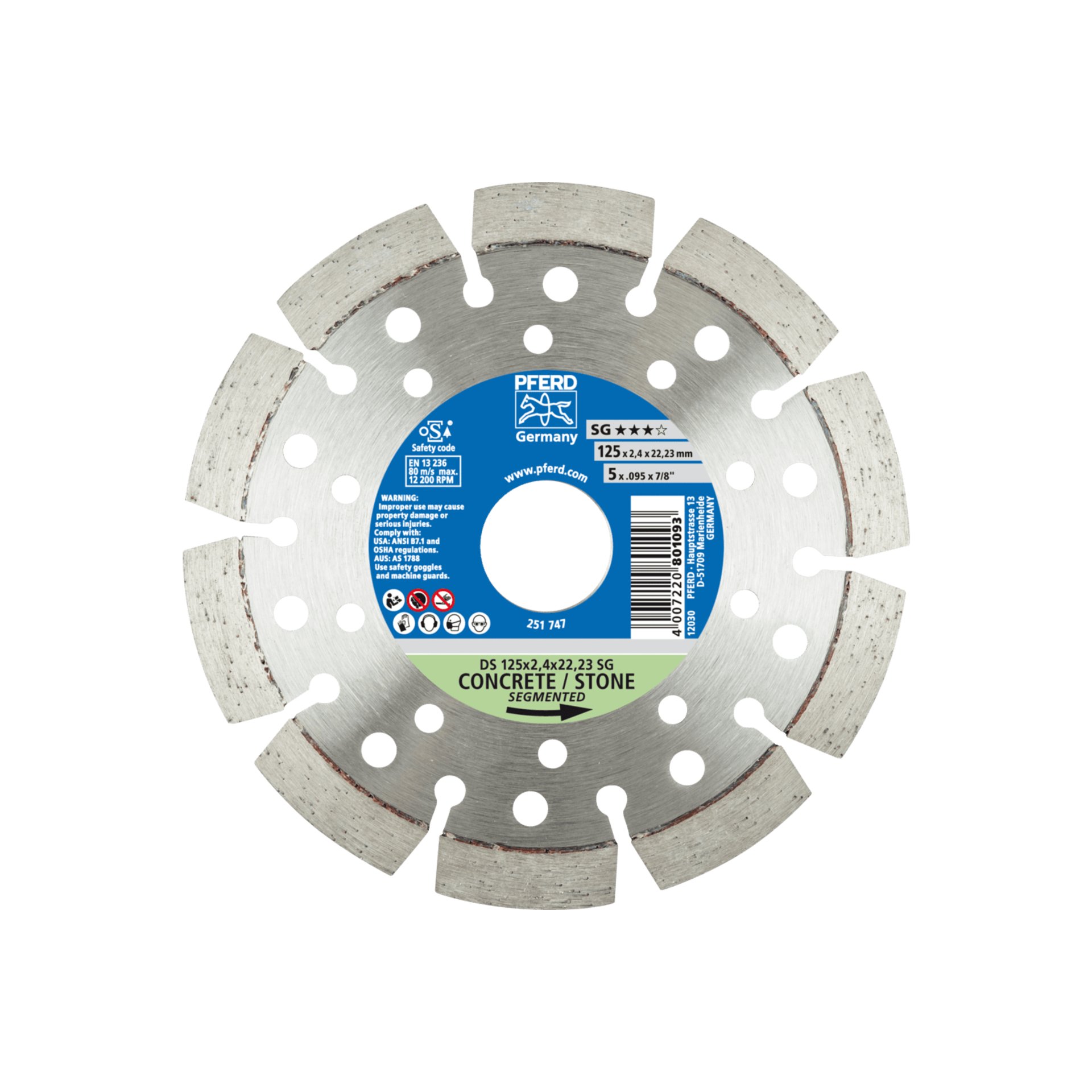 PFERD TOOLS Diamant-Trennscheiben für die Bauindustrie, Ausführung segmentiert SG Produktbild img1 L