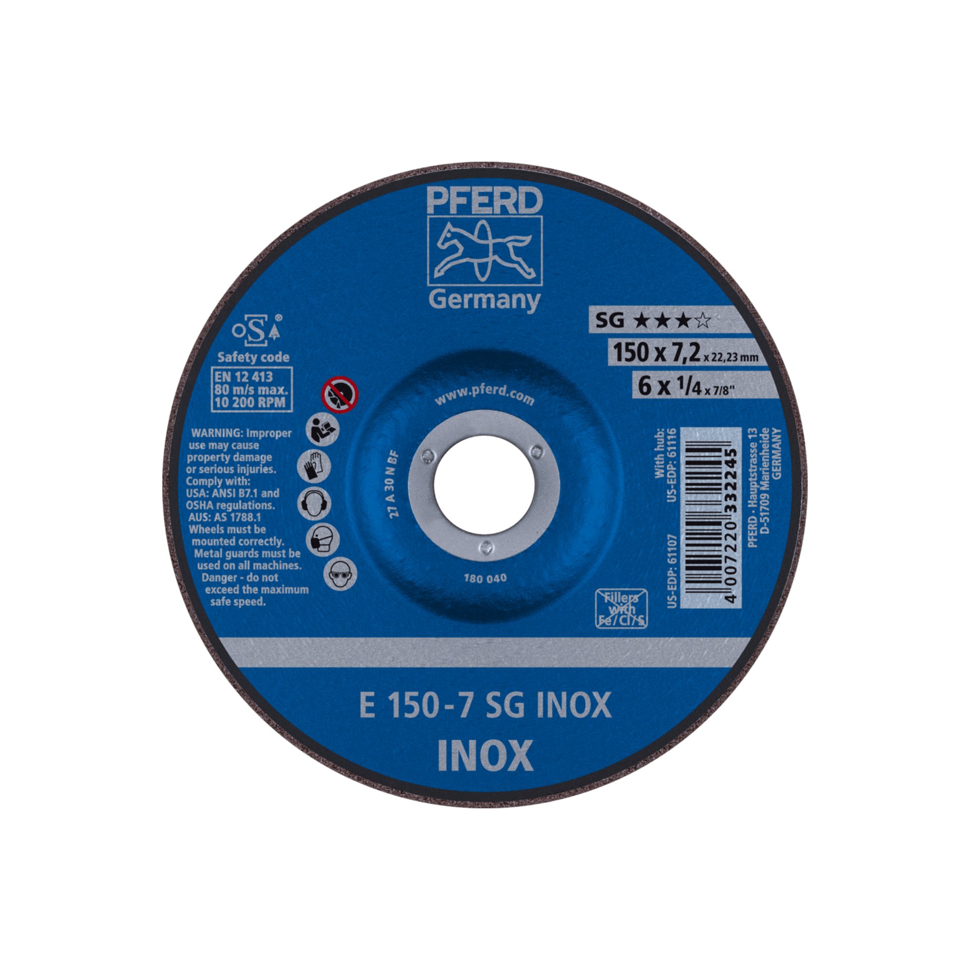 Schruppscheibe E 150x7,2x22,23 mm Leistungslinie SG INOX für Edelstahl Produktbild img1 L