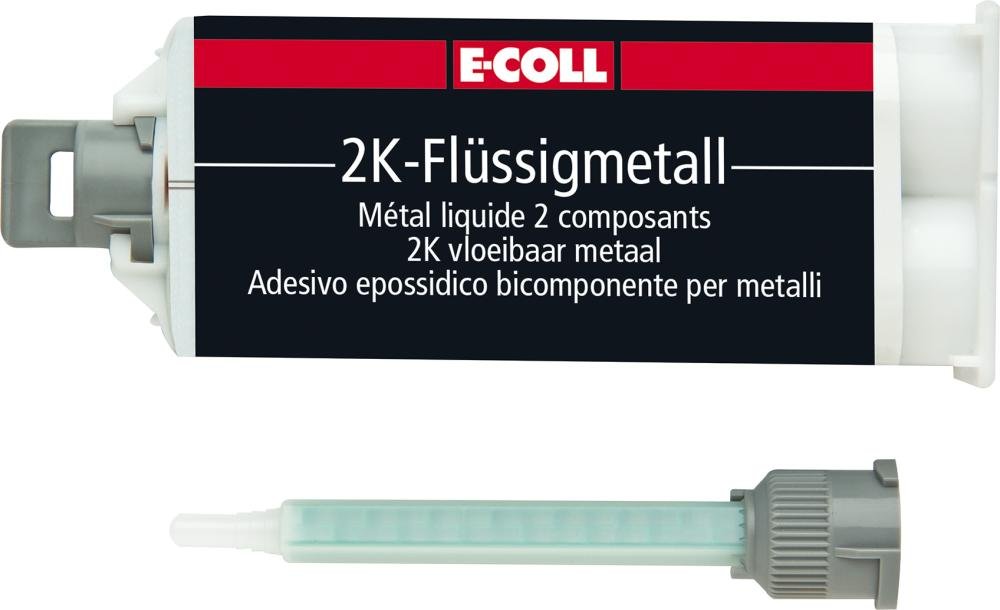 E-COLL 2K Flüssig-Metall Klebstoff silikonfrei universell 50ml Doppelkammerkartusche Produktbild img1 L