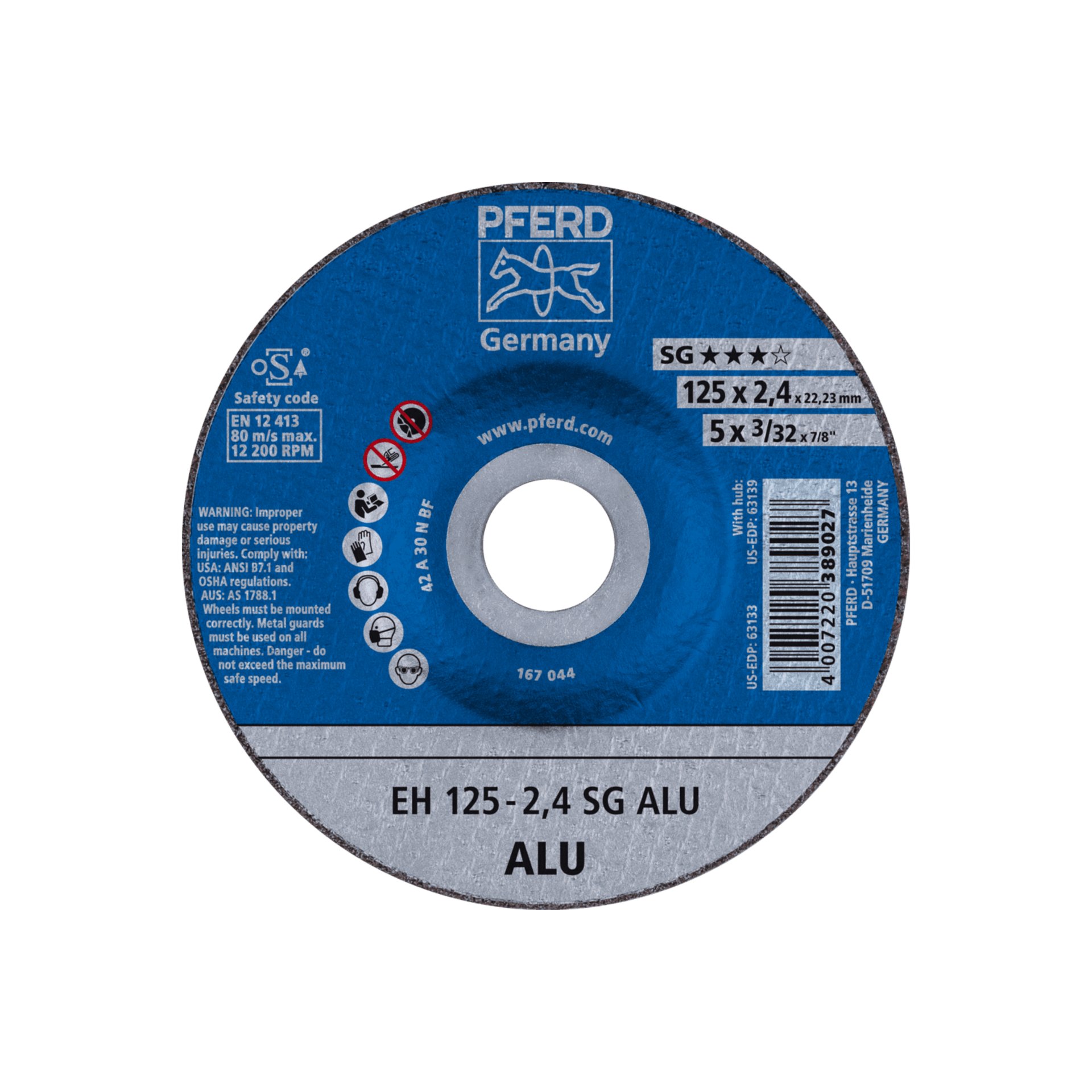 PFERD TOOLS Trennscheibe EH 125x2,4x22,23 mm gekröpft Leistungslinie SG ALU für Alu Produktbild img1 L