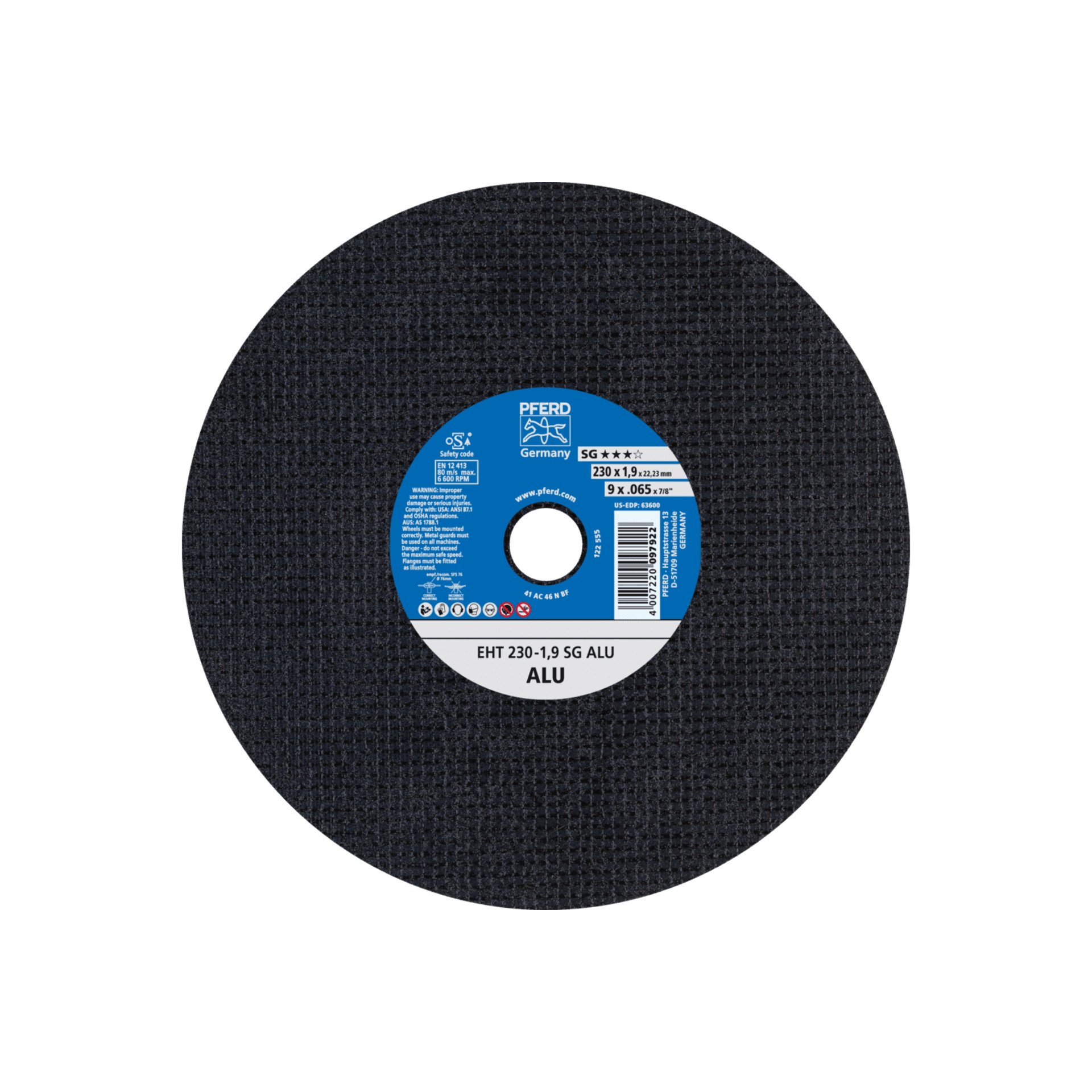 PFERD TOOLS Trennscheibe EHT 230x1,9x22,23 mm gerade Leistungslinie SG ALU für Alu Produktbild img1 L