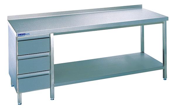 Edelstahl-Arbeitstisch, 1 Schubladenblock, 1 Zwischenboden Produktbild img1 L
