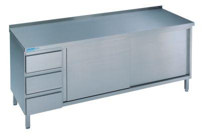 CHROMONORM Arbeitsschrank mit Schubladenblock B1400xT700xH850mm Edelstahl Produktbild img1 L