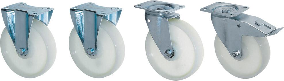 BAUER 2 Lenk-/2 Bockrollen Polyamid ø 180mm Bauhöhe 235mm Traglast 850kg/Rolle Produktbild img1 L