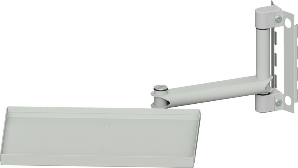 Gelenkarm Systemaufbau mit Anlagetablar RAL 7035 Produktbild img1 L