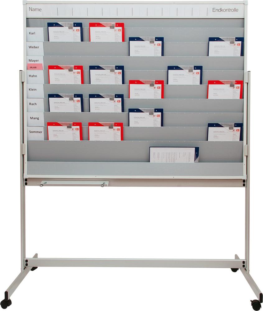 Fahrbare Planungstafel mit Whiteboard mit Ablageschale für Stifte/Schwamm B1550xH1945mm grau Produktbild img4 L