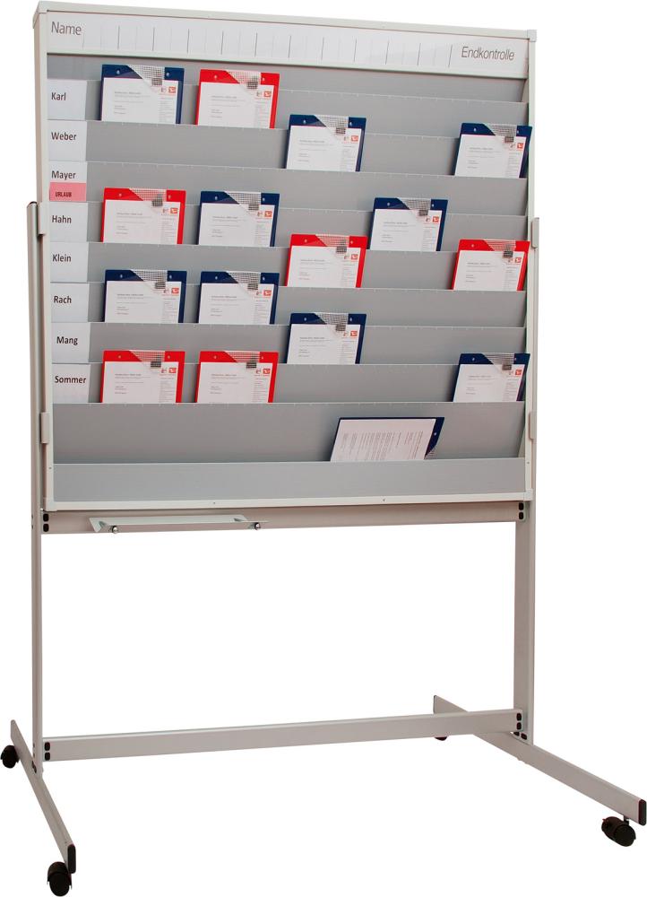 Fahrbare Planungstafel mit Whiteboard mit Ablageschale für Stifte/Schwamm B1550xH1945mm grau Produktbild img5 L