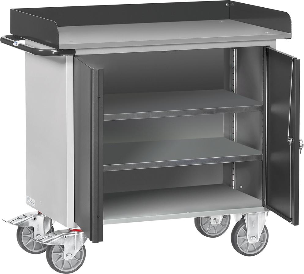 FETRA Werkstattwagen 12456 Tragkraft 400kg mit Flügeltür H985xø590mm RAL7035/7016 Produktbild img1 L