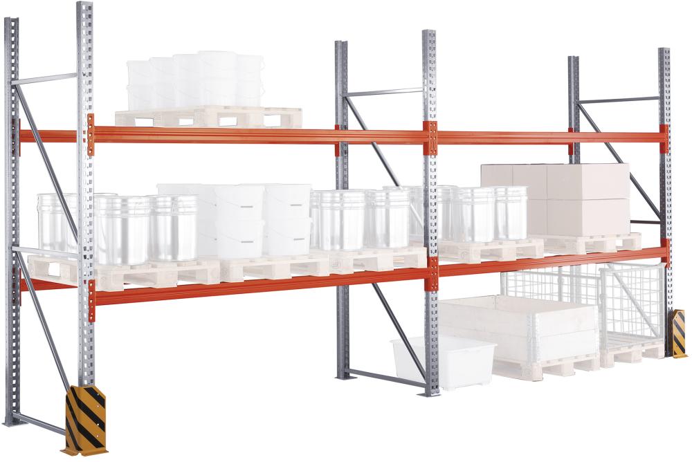 META Palettenregal MULTIPAL leicht Grundf. verzinkt 2x3 Ebenen (8 Pal.) H3300xB5655xT1100mm Produktbild img2 L