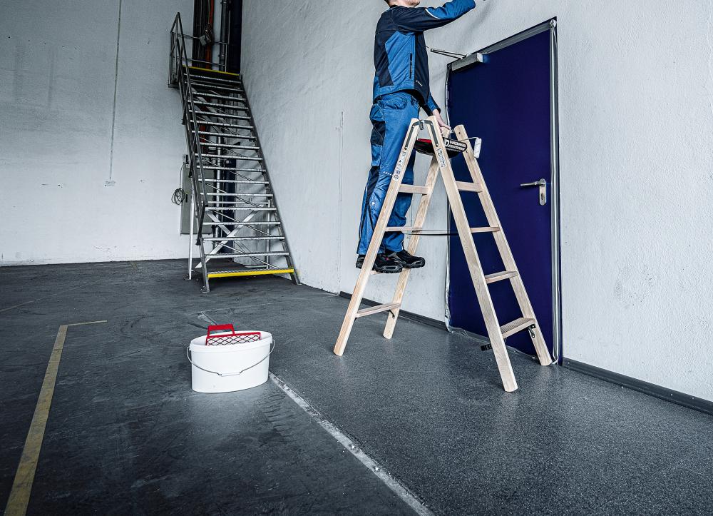 Holz-Stehleiter 2x5 Stufen Leiterlänge 1,23 m Arbeitshöhe bis 2,70 m Produktbild img1 L