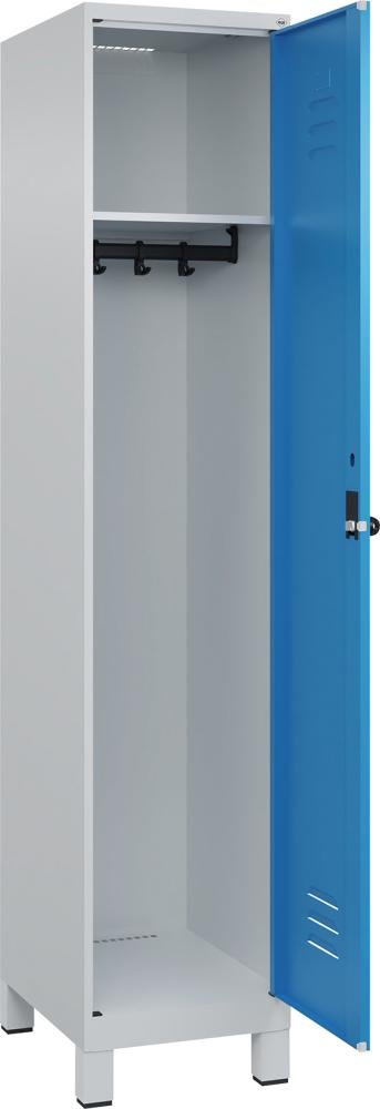 Garderobenschrank CLASSICB400xT500xH1950 mm RAL 7035/5012, 1 Abteil mit 100 mm hohen Füßen Produktbild img1 L