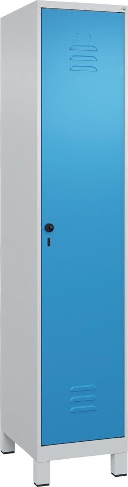 Garderobenschrank CLASSICB400xT500xH1950 mm RAL 7035/5012, 1 Abteil mit 100 mm hohen Füßen Produktbild img2 L