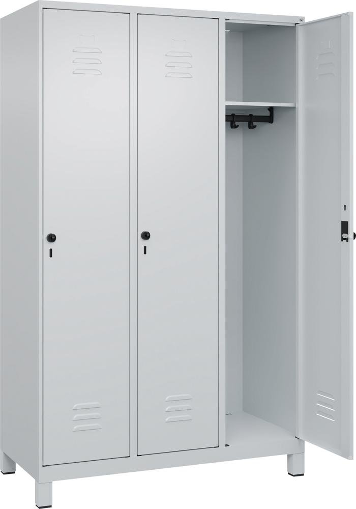 Garderobenschrank mit FüßenB1200xT500xH1950 Korpus RAL 7035 LichtgrauTüren RAL 7035 Lichtgrau Produktbild img1 L