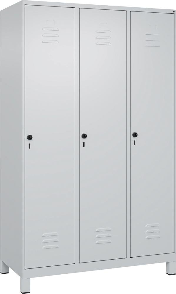 Garderobenschrank mit FüßenB1200xT500xH1950 Korpus RAL 7035 LichtgrauTüren RAL 7035 Lichtgrau Produktbild img2 L