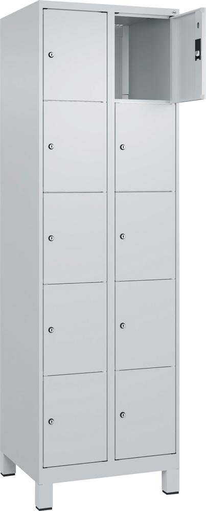 Fächerschrank mit Füßen B600xT500xH1950 Korpus RAL 7035 LichtgrauTüren RAL 7035 Lichtgrau Produktbild img1 L