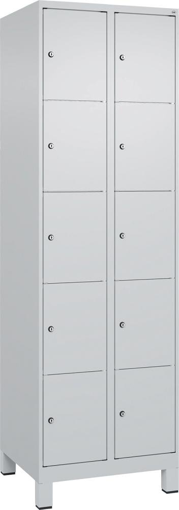Fächerschrank mit Füßen B600xT500xH1950 Korpus RAL 7035 LichtgrauTüren RAL 7035 Lichtgrau Produktbild img2 L