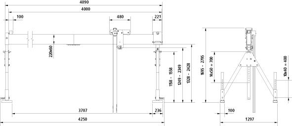 Aluminium-Portalkran stationär und klappbar, Alu-Einzelträger Produktbild img2 L