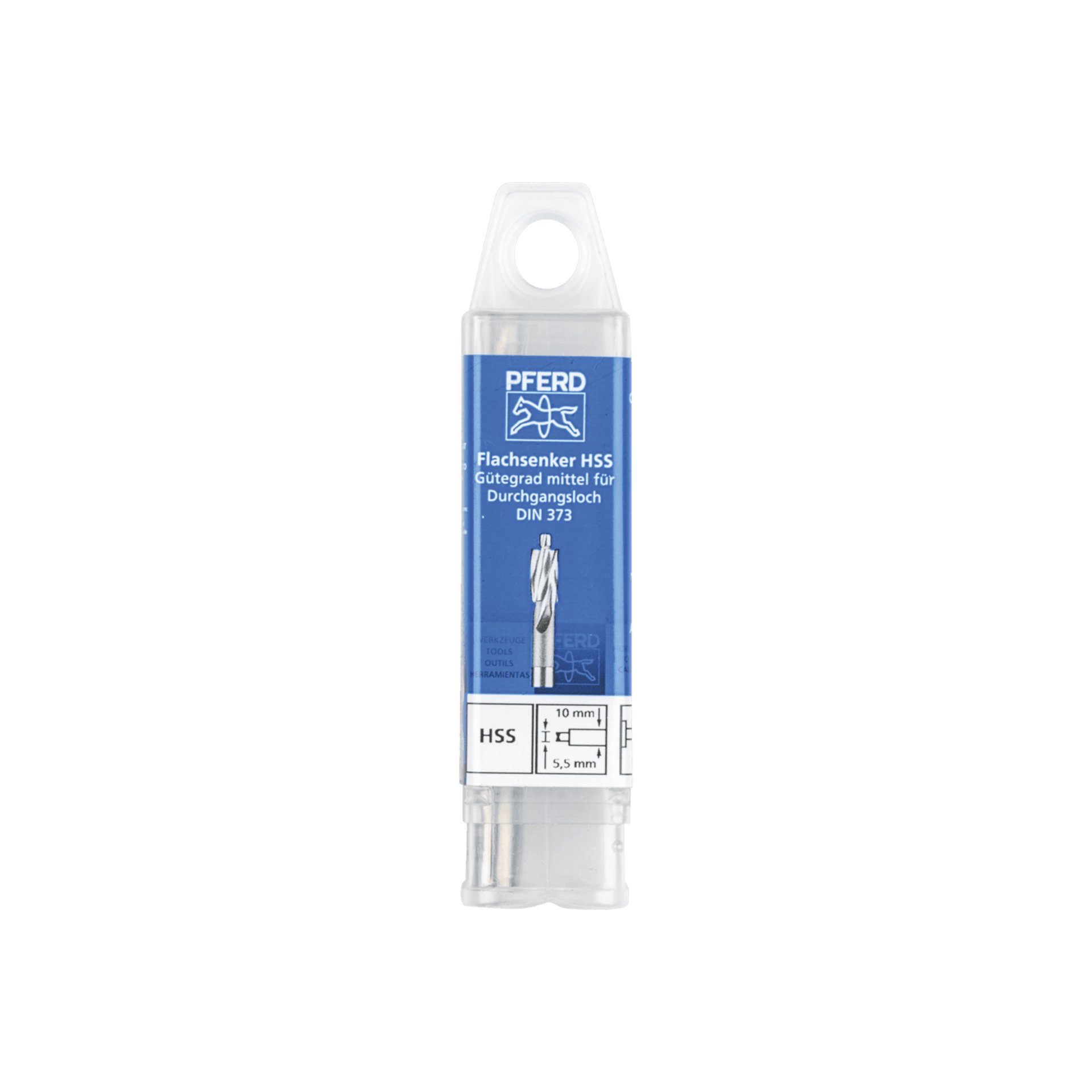PFERD TOOLS HSS Flachsenker mit Führungszapfen DIN 373 Ø 10,0mm Schaft-Ø 8 mm mittel für Durchgangsloch Produktbild img2 L