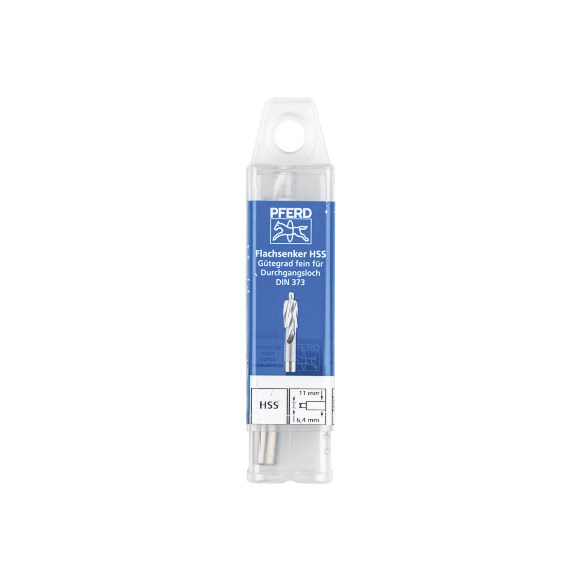 PFERD TOOLS HSS Flachsenker mit Führungszapfen DIN 373 Ø 11,0mm Schaft-Ø 8 mm fein für Durchgangsloch Produktbild img2 L