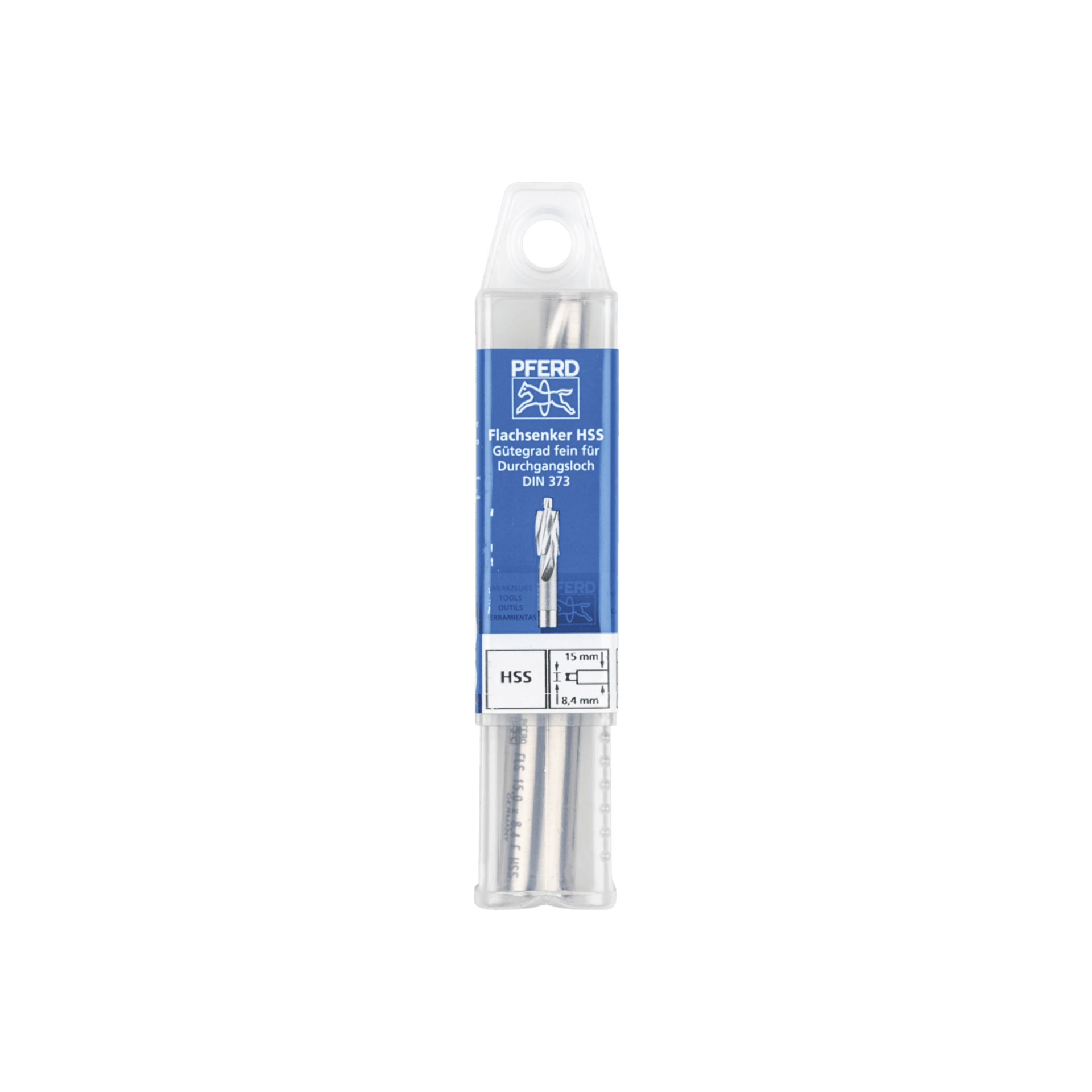 PFERD TOOLS HSS Flachsenker mit Führungszapfen DIN 373 Ø 15,0mm Schaft-Ø 12 mm fein für Durchgangsloch Produktbild img2 L