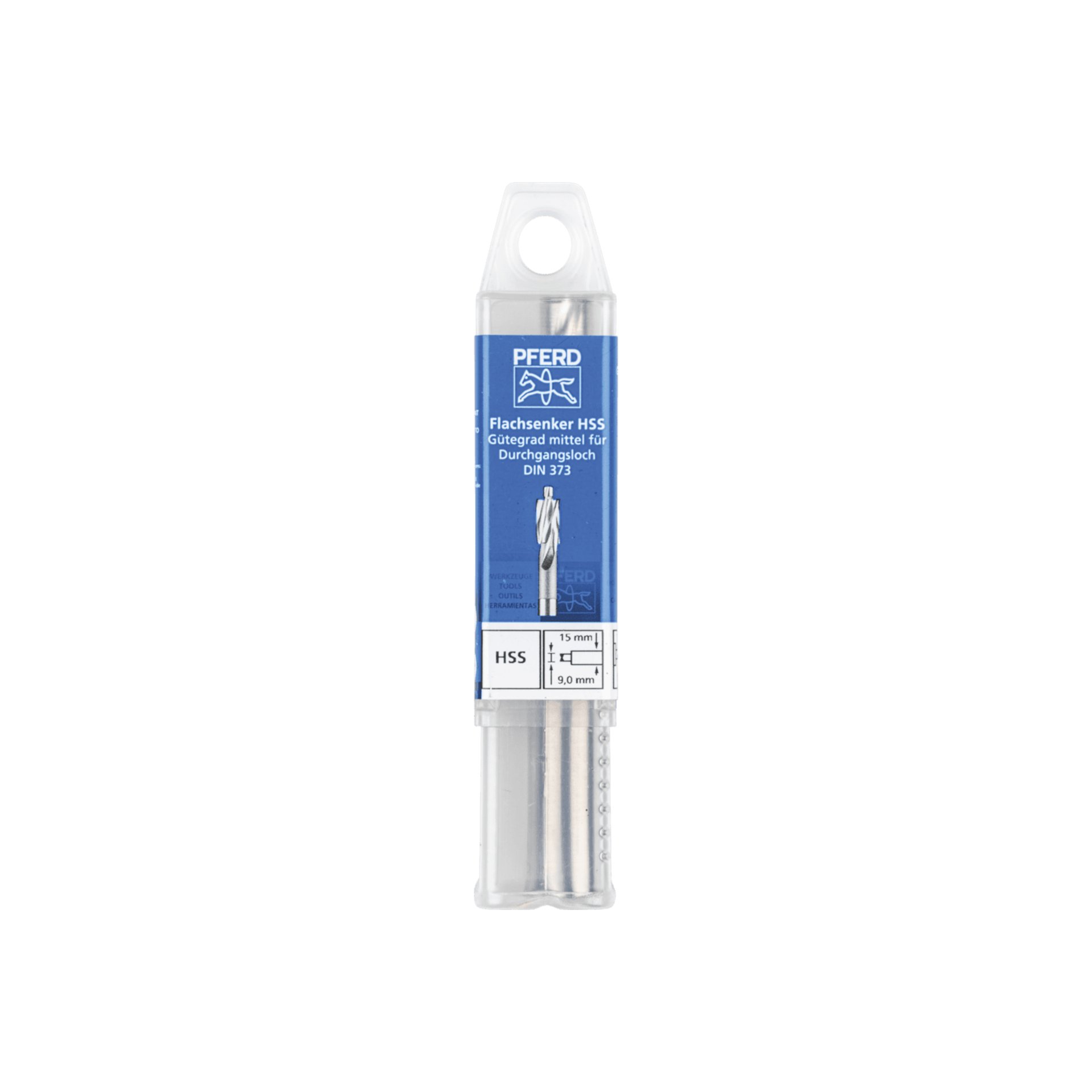 PFERD TOOLS HSS Flachsenker mit Führungszapfen DIN 373 Ø 15,0mm Schaft-Ø 12 mm mittel für Durchgangsloch Produktbild img2 L
