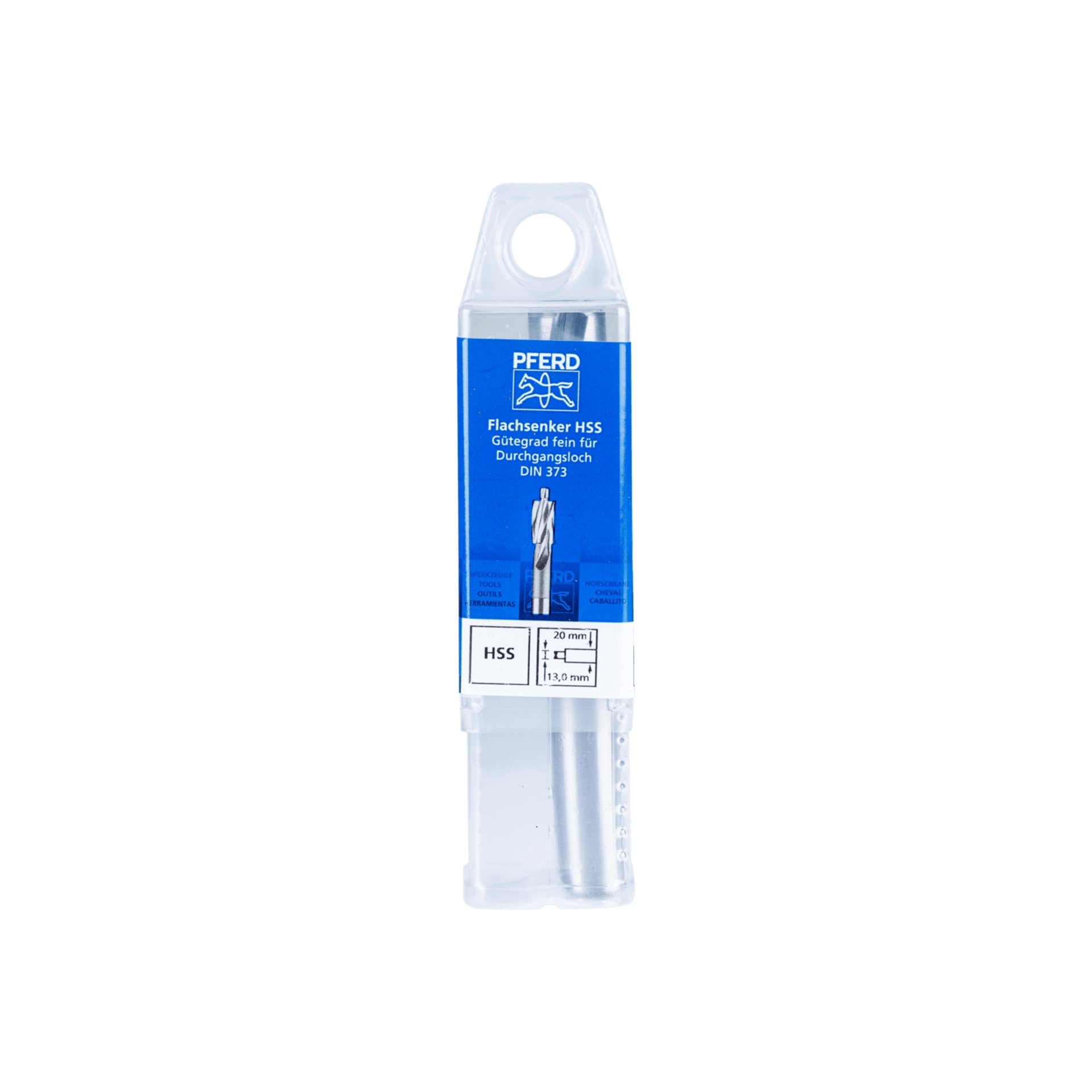 PFERD TOOLS HSS Flachsenker mit Führungszapfen DIN 373 Ø 20,0mm Schaft-Ø 12 mm fein für Durchgangsloch Produktbild img2 L