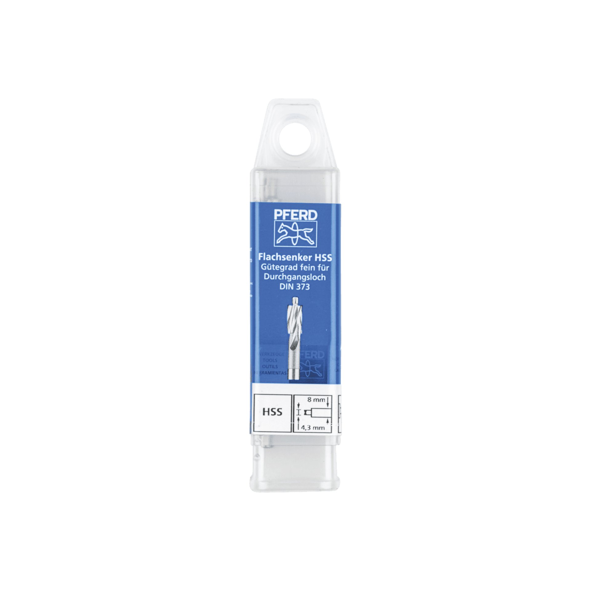 PFERD TOOLS HSS Flachsenker mit Führungszapfen DIN 373 Ø 8,0mm Schaft-Ø 5 mm fein für Durchgangsloch Produktbild img2 L